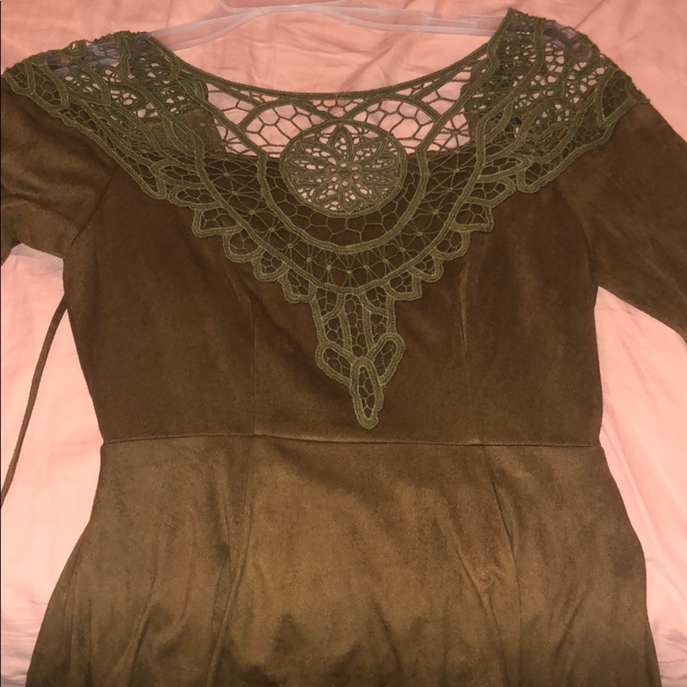 Suede open back dress